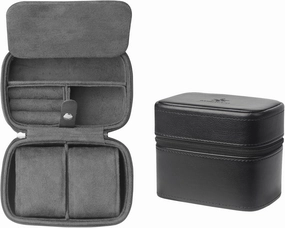 Watch Travel Case - 2 Slot Watch Case with Soft Lining and Accessories Compartment, Gift for Watch Lovers (Black & Slate)