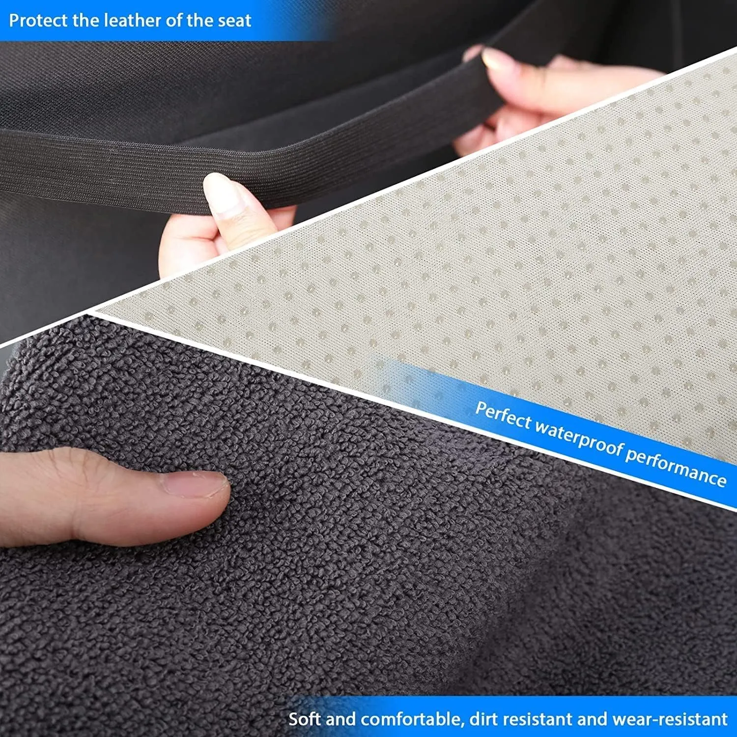 Waterproof Sweating Car Seat Cover for Post Gym Workout, Running, Swimming, Beach and Hiking, Universal Fit Non-Slip Bucket Seat Protector for Cars SUV Trucks, Machine Washable (Grey)