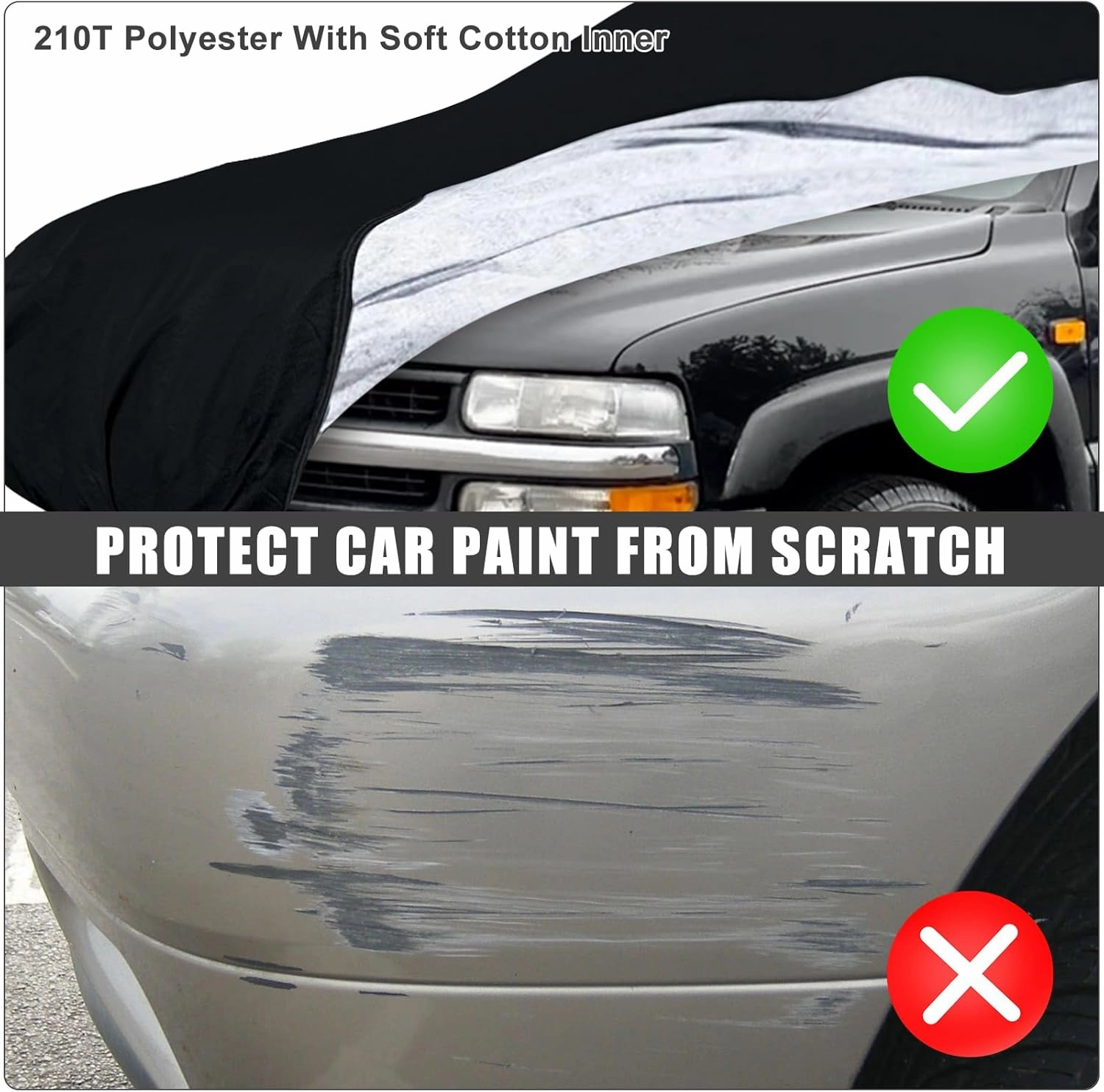 Waterproof Car Cover Replace for 1992-2006 Chevy Tahoe/GMC Yukon/Cadillac Escalade, 6 Layers All Weather Car Cover with Zipper Door & Windproof Bands for Snow Rain Dust Protection