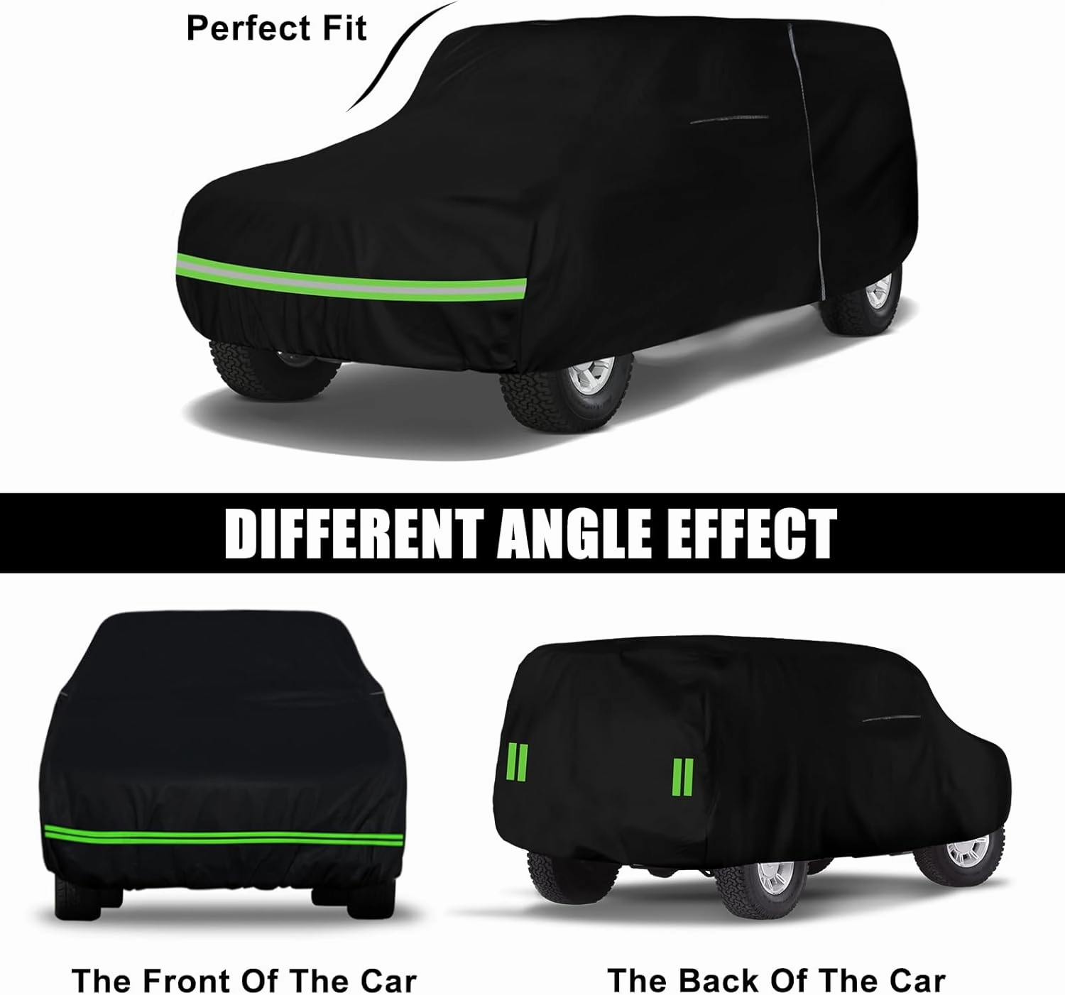 Waterproof Car Cover Replace for 1992-2006 Chevy Tahoe/GMC Yukon/Cadillac Escalade, 6 Layers All Weather Car Cover with Zipper Door & Windproof Bands for Snow Rain Dust Protection