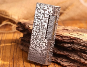 WDMART- TC4 Titanium Mechanical Trench Lighter • Retro Soft Flame Oil Lighter • Cool Open Flame Kerosene Lighters one Click lid Opening • Model：Flame Spirit (TC)