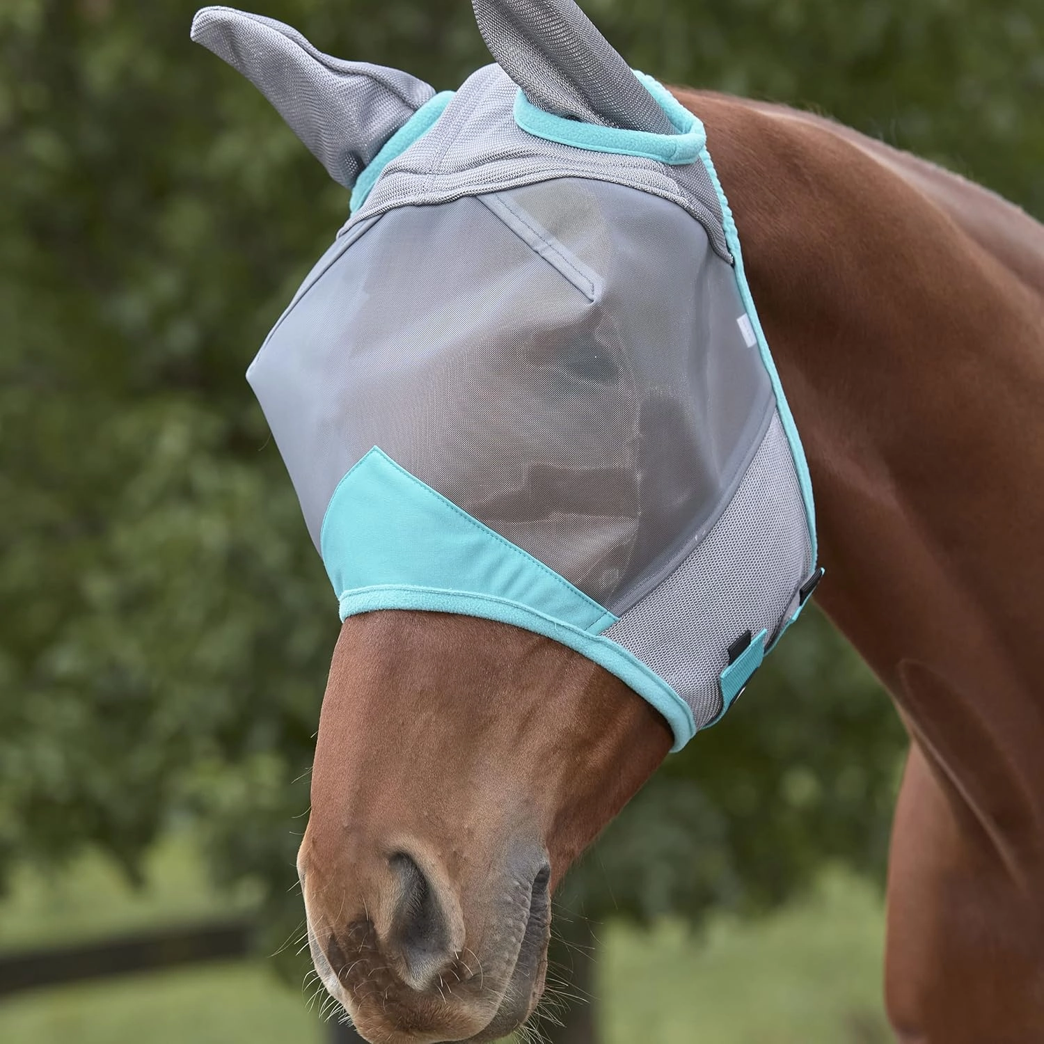 WeatherBeeta ComFiTec Fine Mesh Mask with Ears, Grey/Turquoise, Mini