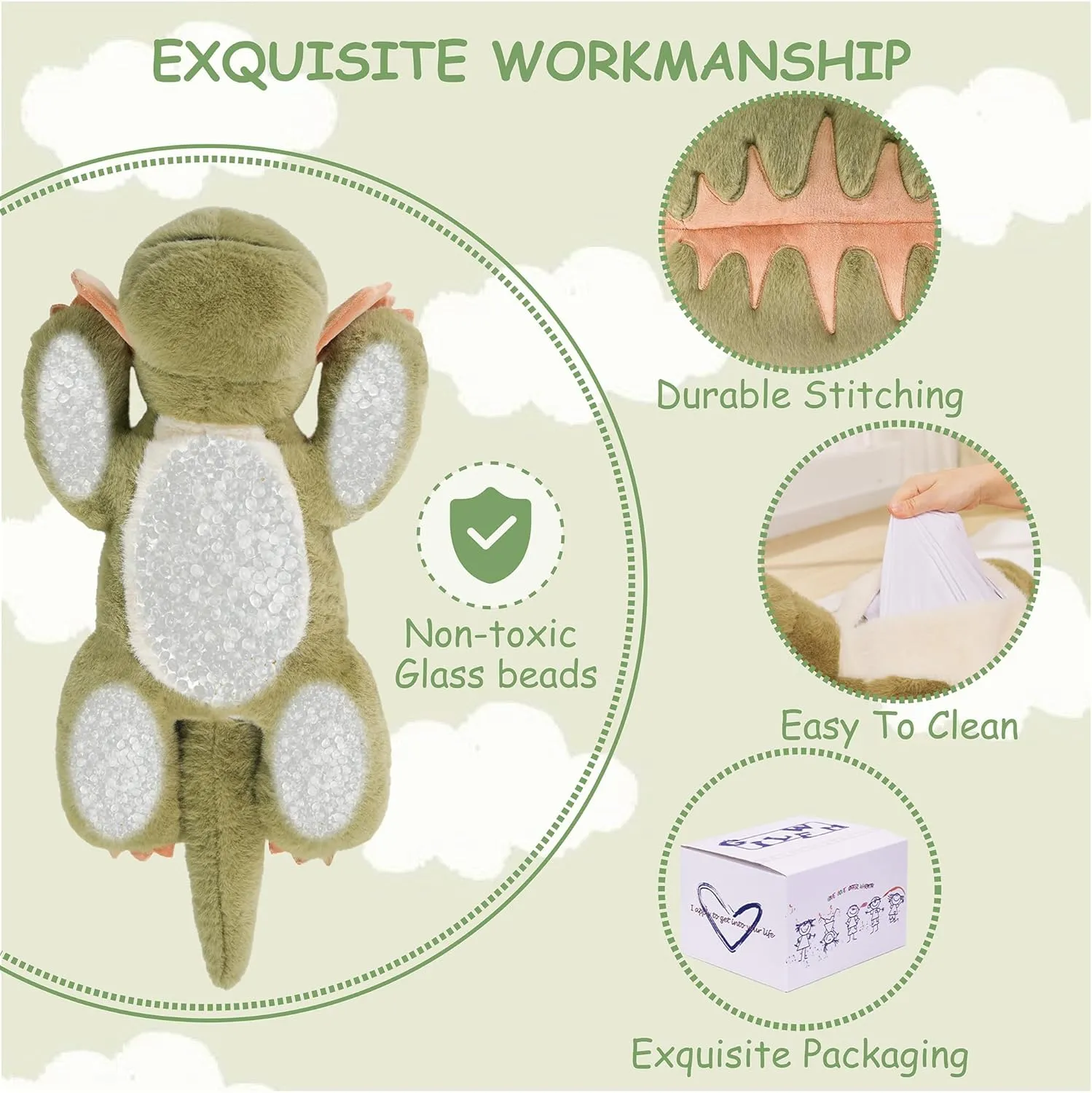 Weighted Stuffed Animals Dinosaur - 26.8" Big Stuffed Animal Toy Pillow for Kids & Adults, 5 lbs Ultra-Soft Washable Weighted Dino Plush