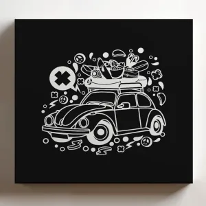 (White, 12x12x1.25 In) Gallery Wrapped Canvas Wall Art Print of Fishing Tour - 100% Cotton, Ready to Hang, High-Definition Giclée Printing, Fade-Resistant, Modern Home & Office | BICUNCAg341414WH