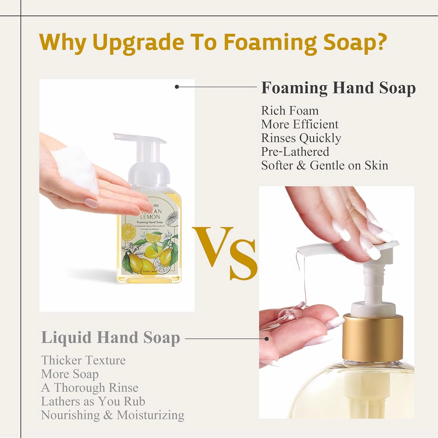 Wild Lemon Scented Foaming Hand Soap Refill Gift Set -3 Pack with Dispenser, Non-Toxic and Biodegradable Formula, Moisturizing with Essential Oil for Sensitive Skin (33.8 Fl Oz x 3)