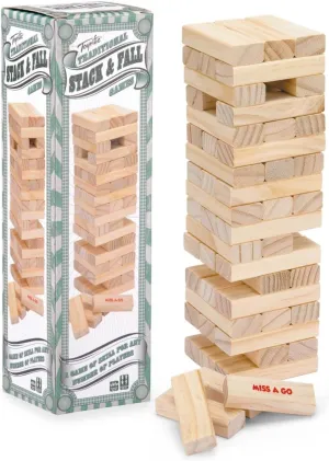 Wilton Bradley Toyrific Stack and Fall Tumble Tower Game Stacking Balance Game Set 57 Wooden Blocks