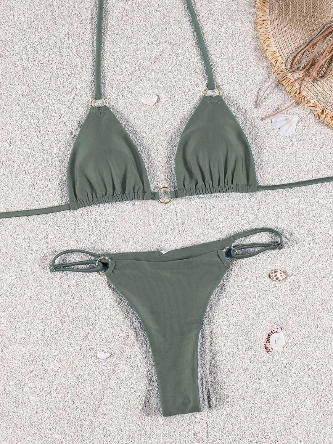 Women Bikini Set Two Piece Swimsuit Sexy Thong Bathing Suit Halter Triangle Tops Cheeky Bikini
