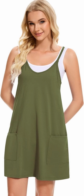 Women Tennis Workout Romper Mini Dress Summer Sleeveless Spaghetti Strap Athletic Sports Dress with Shorts
