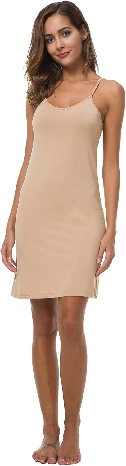 Women's Basic Adjustable Spaghetti Strap Cami Under Mini Slip Dress