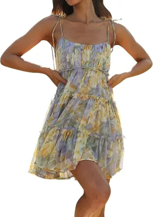 Women's Summer Floral Sleeveless A-Line Mini Dress with Adjustable Straps Casual Outfit