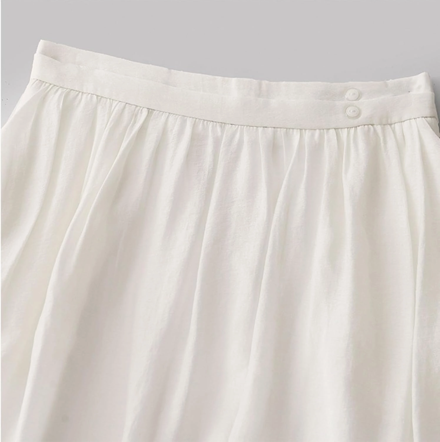 Womens Cotton Linen Skirts Summer Casual Elegant Double Layer Elastic High Waist Flowy Swing A Line Long Maxi Skirt