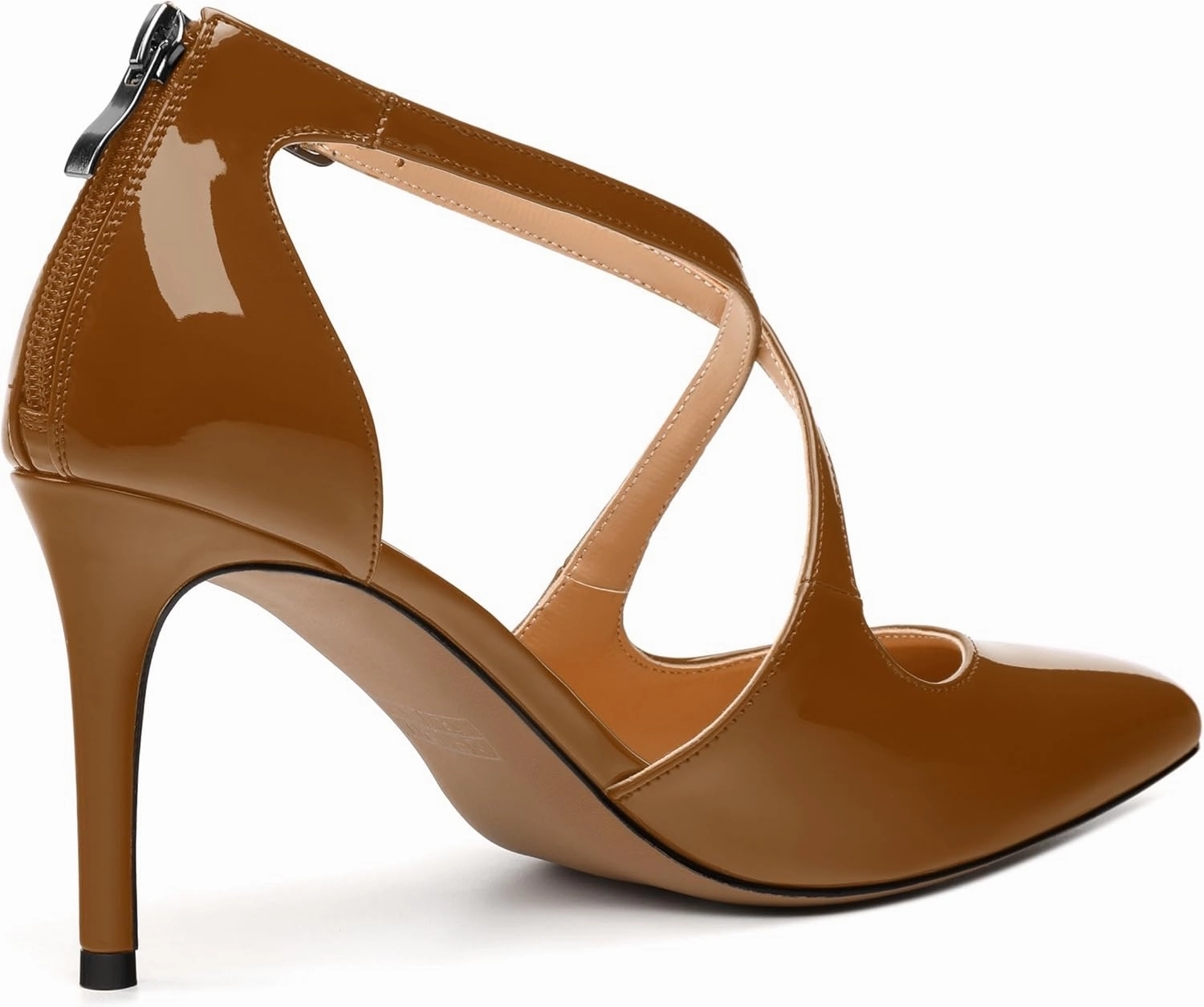 Womens Ponited Toe High Heel Pumps Crisscross Strap Sandals Open Side Stiletto Heel Dress Shoes
