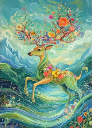 Wooden Puzzle Enchanted Deer in Flight Hard Challenging Exercise Intellegent Wall Decor Suitable for Teenager or Adult 1000 PCS