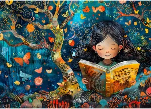Wooden Puzzle Girl Reading in Enchanted Forest Hard Challenging Exercise Intellegent Wall Decor Suitable for Teenager or Adult 500 PCS