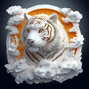 Wooden Puzzles for Adults, 3D Visual Effect Paper Tiger Puzzle, Wood Puzzles Adult, Unique Animal Shape, Paper Sculpture Modern Art Puzzle, Gifts for Friend, Canvas Wall Art (L-13.4 * 13.4in-300 pcs)