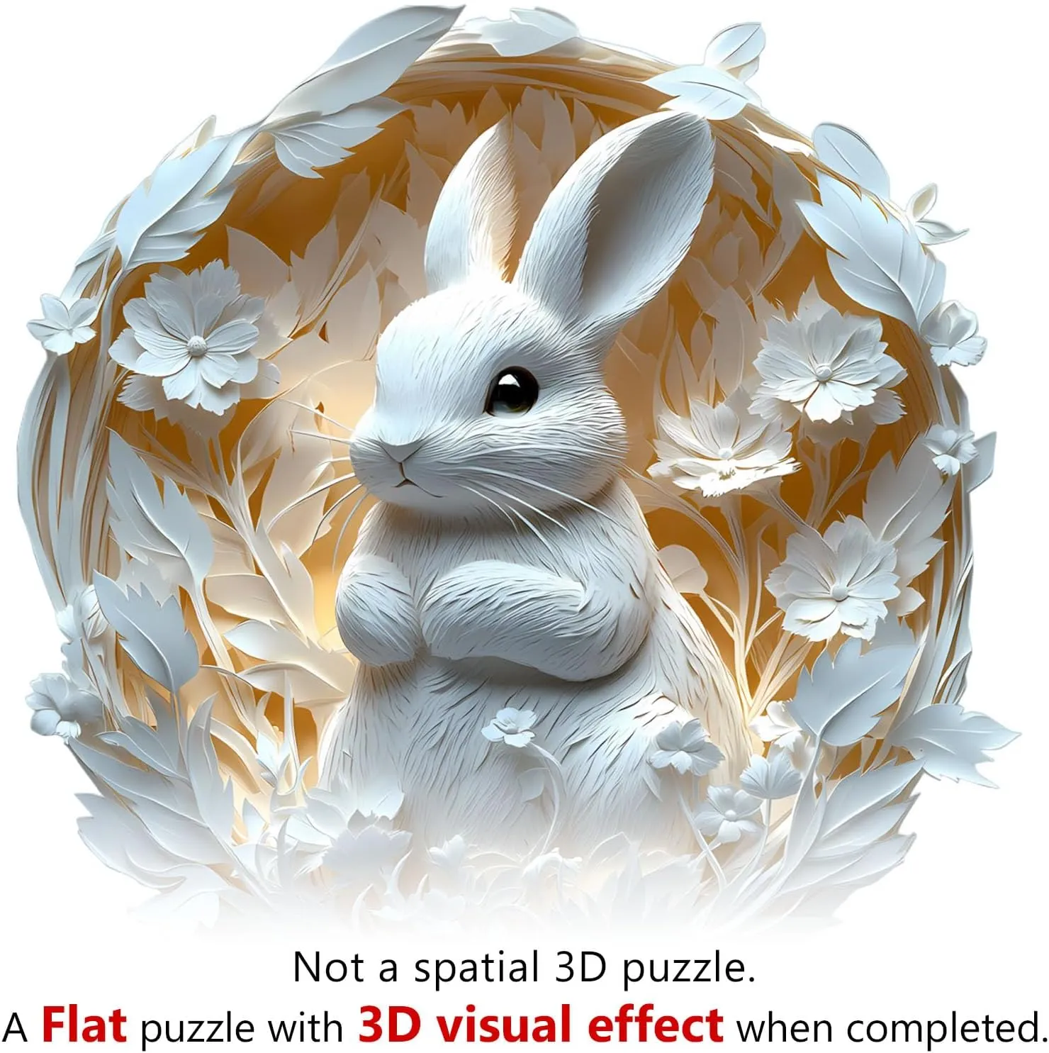 Wooden Puzzles for Adults, Bunny Puzzle, 3D Visual Effect Paper Rabbit Puzzle, Wood Puzzles Adult, Unique Animal Shape, Birthday Gifts for Friends, Home Decor (S-8.5 * 8.3in-100 pcs)