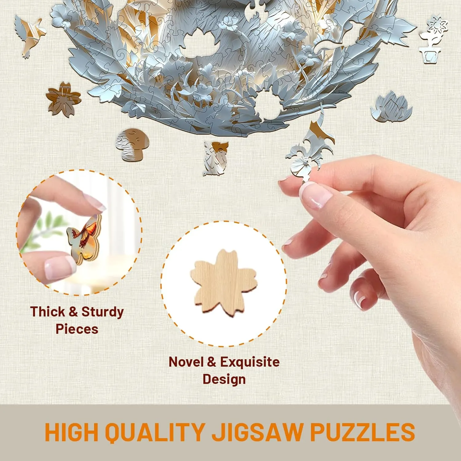 Wooden Puzzles for Adults, Bunny Puzzle, 3D Visual Effect Paper Rabbit Puzzle, Wood Puzzles Adult, Unique Animal Shape, Birthday Gifts for Friends, Home Decor (S-8.5 * 8.3in-100 pcs)