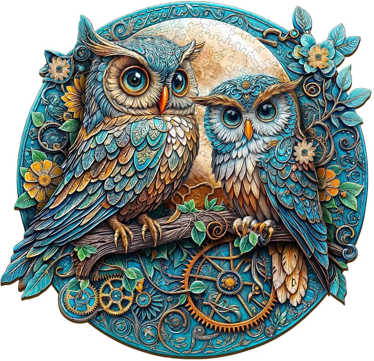 Wooden Puzzles for Adults - Embossed Owl Puzzle, Unique Shape Wooden Jigsaw Puzzle for Adults, Wood Puzzles Adult, Good Gift Idea for Family, Wall Art Home Decor (M-11.4 * 10.9in -190 Pieces)