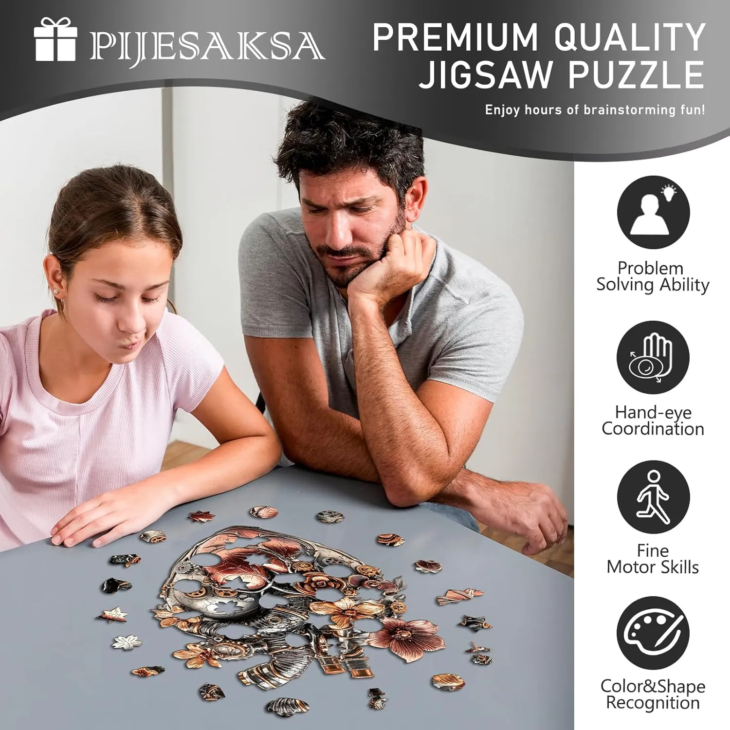 Wooden Puzzles for Adults, Mechanical Heart Wooden Jigsaw Puzzle, Unique Shaped Wood Puzzles Adult, Fun Gifts for Mother's Day, Heart Puzzle Home Decor (L-14.1 * 11.3in 220 Pieces)