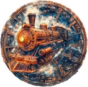 Wooden Puzzles for Adults - Mechanical Train Puzzle, Unique Shape Wooden Jigsaw Puzzle for Adults, Good Gift Idea for Family and Friends, Wall Art Home Decor (L-13.4 * 13.3in -292 Pieces)