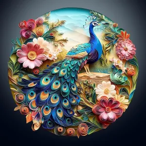 Wooden Puzzles for Adults - Peacock Puzzle 200 Pieces, Flat Puzzle with 3D Visual Effect, Unique Shape Wood Puzzles Adult, Paper Sculpture Modern Art Home Decor, Good Gift Idea (M-11.4 * 11.4in)
