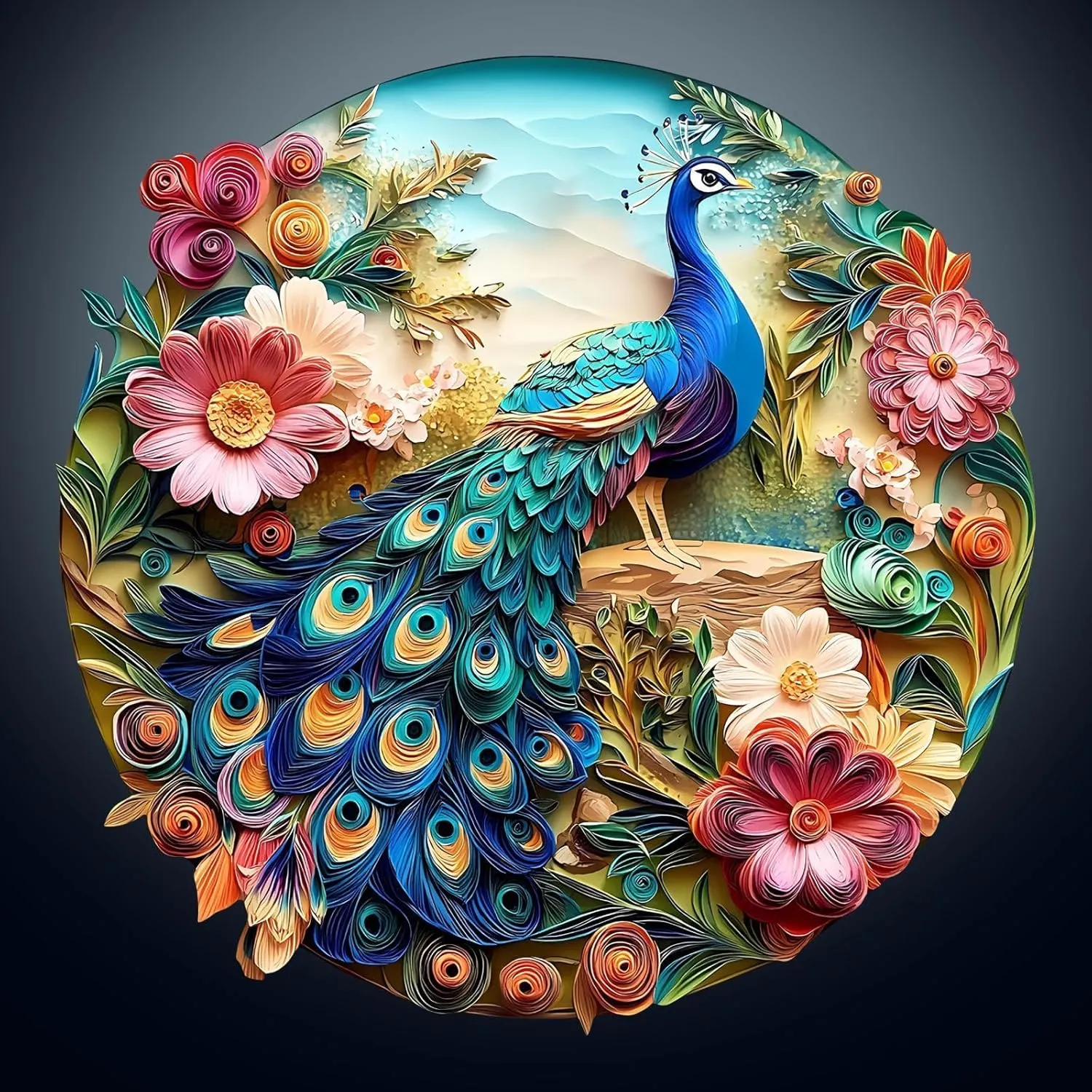 Wooden Puzzles for Adults - Peacock Puzzle 200 Pieces, Flat Puzzle with 3D Visual Effect, Unique Shape Wood Puzzles Adult, Paper Sculpture Modern Art Home Decor, Good Gift Idea (M-11.4 * 11.4in)
