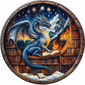 Wooden Jigsaw Puzzles for Adults, Snowy Library Dragon Wood Puzzles Adult, Wooden Puzzles for Adults, Unique Shape, Fun Gifts for Friends & Family, Home Decor(M -11.4 * 11.4in-200 pcs)