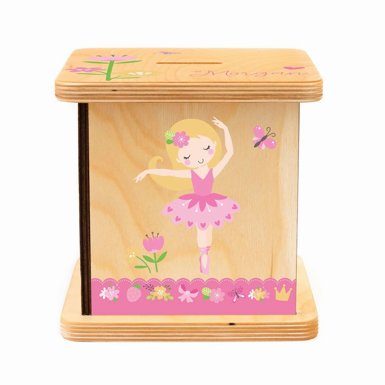 Wooden Piggy Bank for Kids and Adults, Personalized Gift Handmade in USA by BloomOwl, Custom Piggy Bank, Personalized Banks for Kids, Gifts for Baby Boys and Girls (Dance)