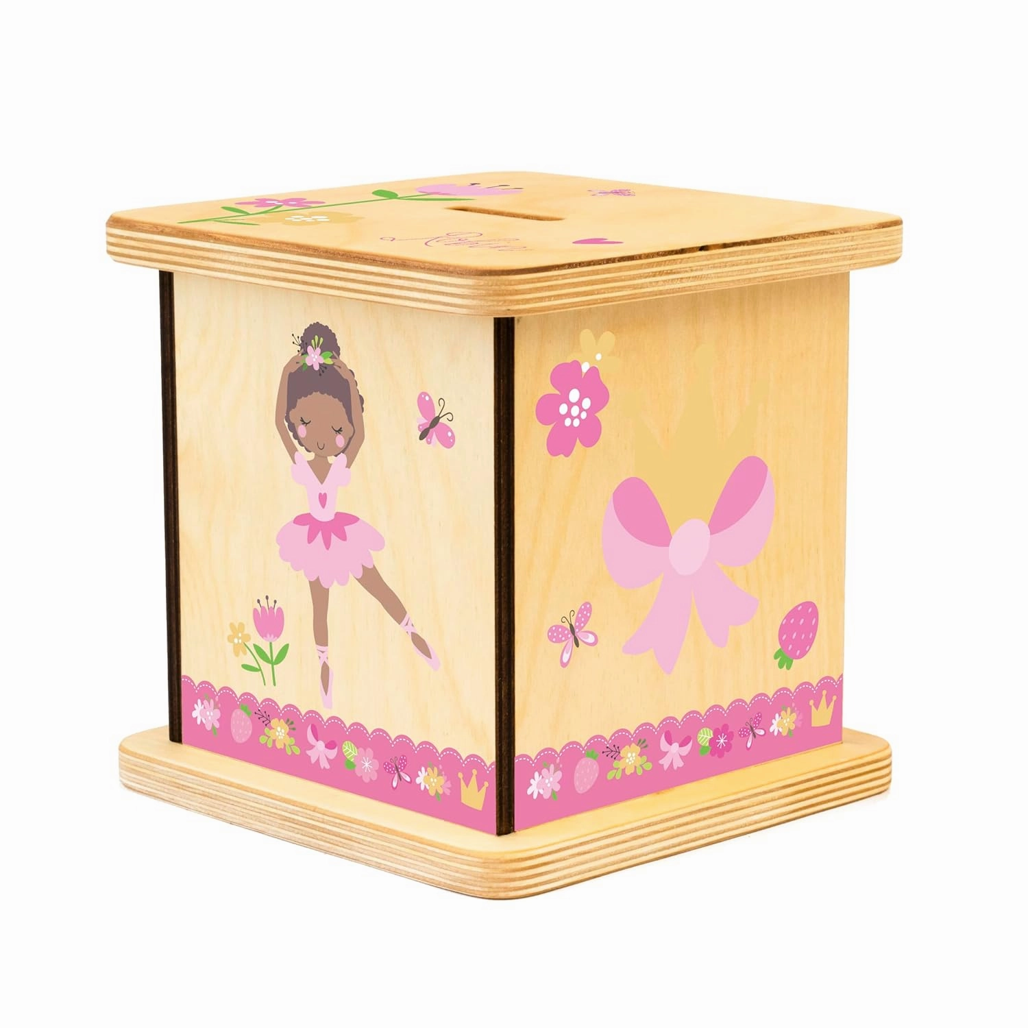 Wooden Piggy Bank for Kids and Adults, Personalized Gift Handmade in USA by BloomOwl, Custom Piggy Bank, Personalized Banks for Kids, Gifts for Baby Boys and Girls (Dance)