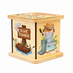 Wooden Piggy Bank for Kids and Adults, Personalized Gift Handmade in USA by BloomOwl, Custom Piggy Bank, Personalized Banks for Kids, Gifts for Baby Boys and Girls (Fishing)