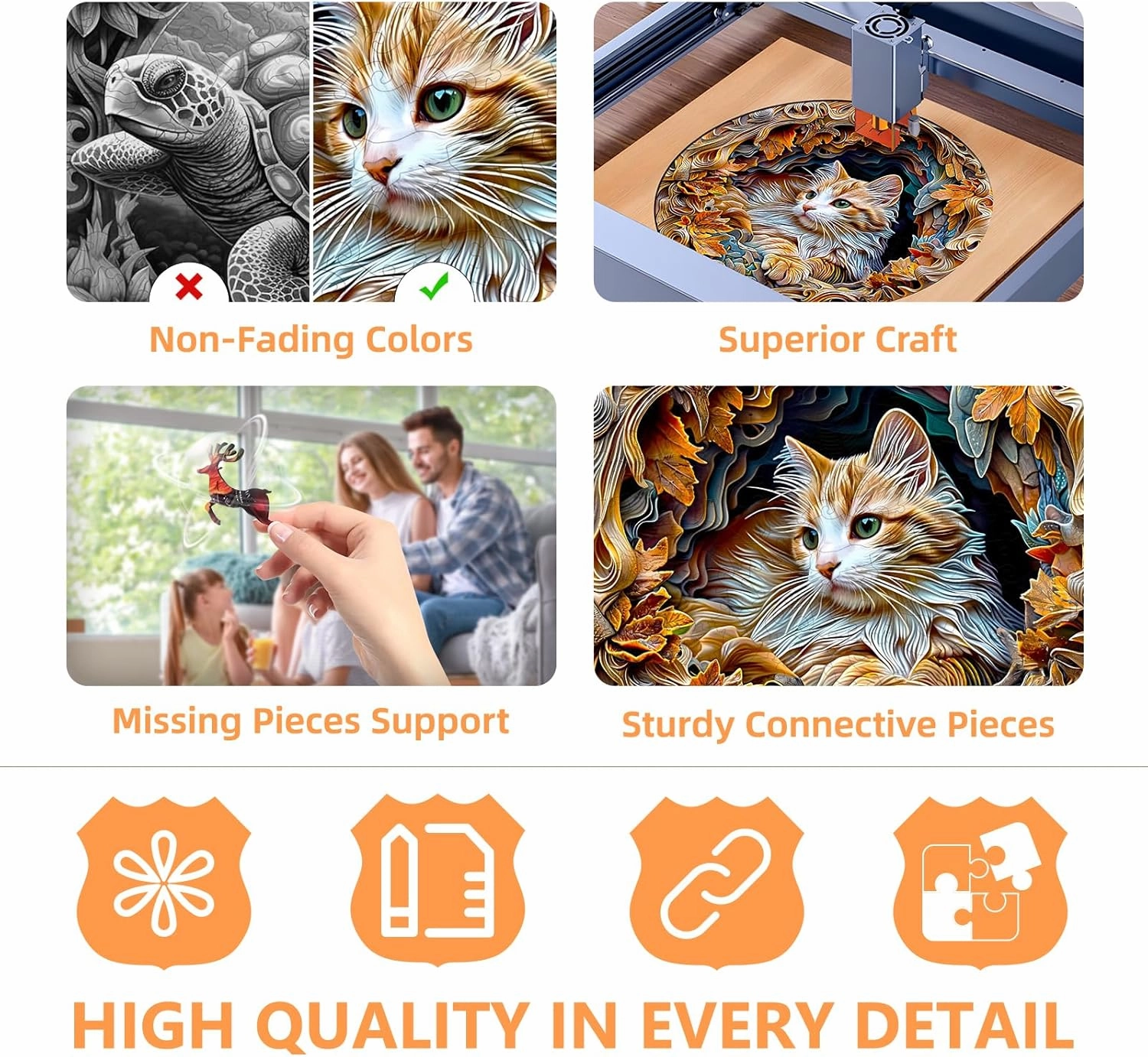 Wooden Puzzles for Adults, 3D Visual Effects Inside The Cave with a Persian Cat Wooden Jigsaw Puzzles for Adults, Unique Shape, Wood Puzzles Adult, Wall Art Home Decor (L-13.4 * 13.4in -300 pcs)