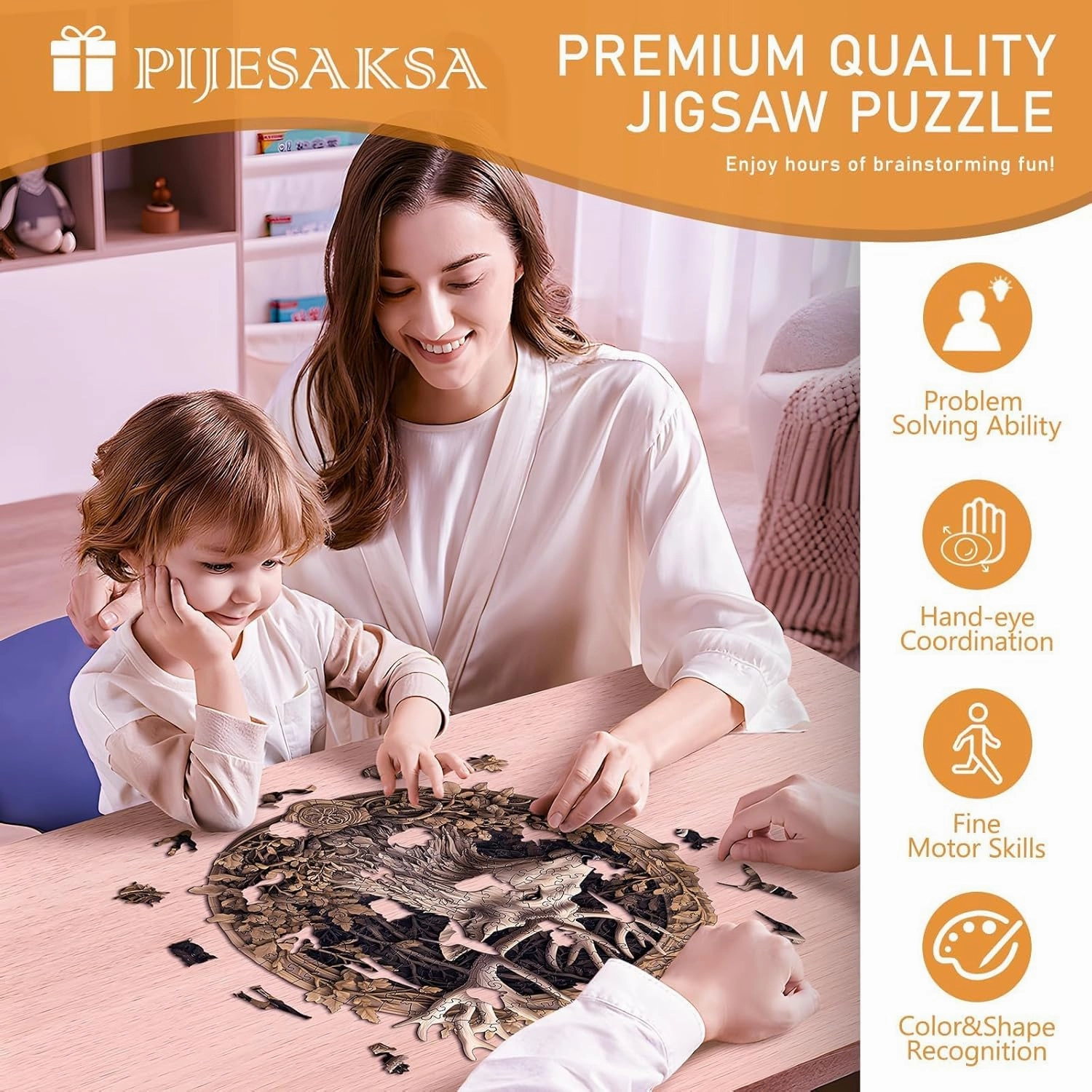 Wooden Puzzles for Adults - Unique Shape Deer Puzzle, Flat Puzzle with 3D Visual Effect, Wood Puzzles Adult, Gift for Family and Friends, Wall Art Home Decor (L-13.4 * 13.2in-295 Pieces)