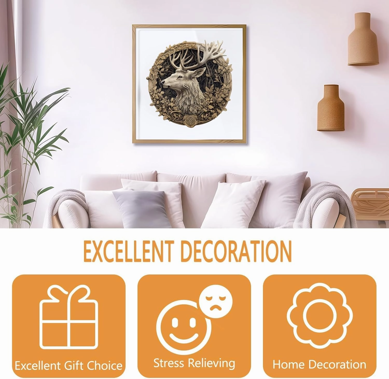 Wooden Puzzles for Adults - Unique Shape Deer Puzzle, Flat Puzzle with 3D Visual Effect, Wood Puzzles Adult, Gift for Family and Friends, Wall Art Home Decor (L-13.4 * 13.2in-295 Pieces)