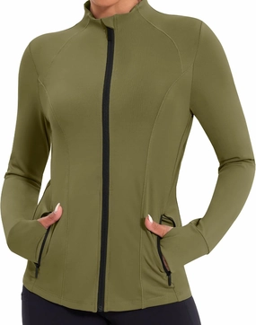 Workout Jackets for Women Lightweight Running Jackets Full Zip Yoga Athletic Clothes Slim Fit with Pockets