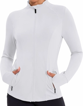 Workout Jackets for Women Lightweight Running Jackets Full Zip Yoga Athletic Clothes Slim Fit with Pockets