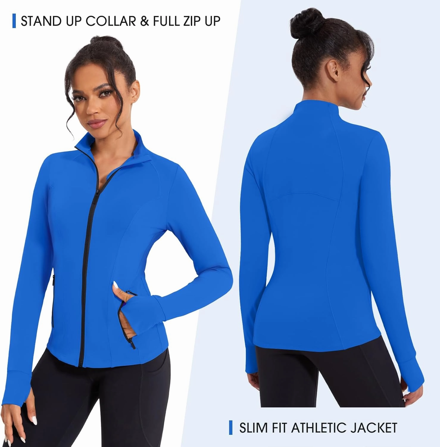 Workout Jackets for Women Lightweight Running Jackets Full Zip Yoga Athletic Clothes Slim Fit with Pockets