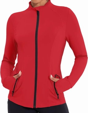 Workout Jackets for Women Lightweight Running Jackets Full Zip Yoga Athletic Clothes Slim Fit with Pockets