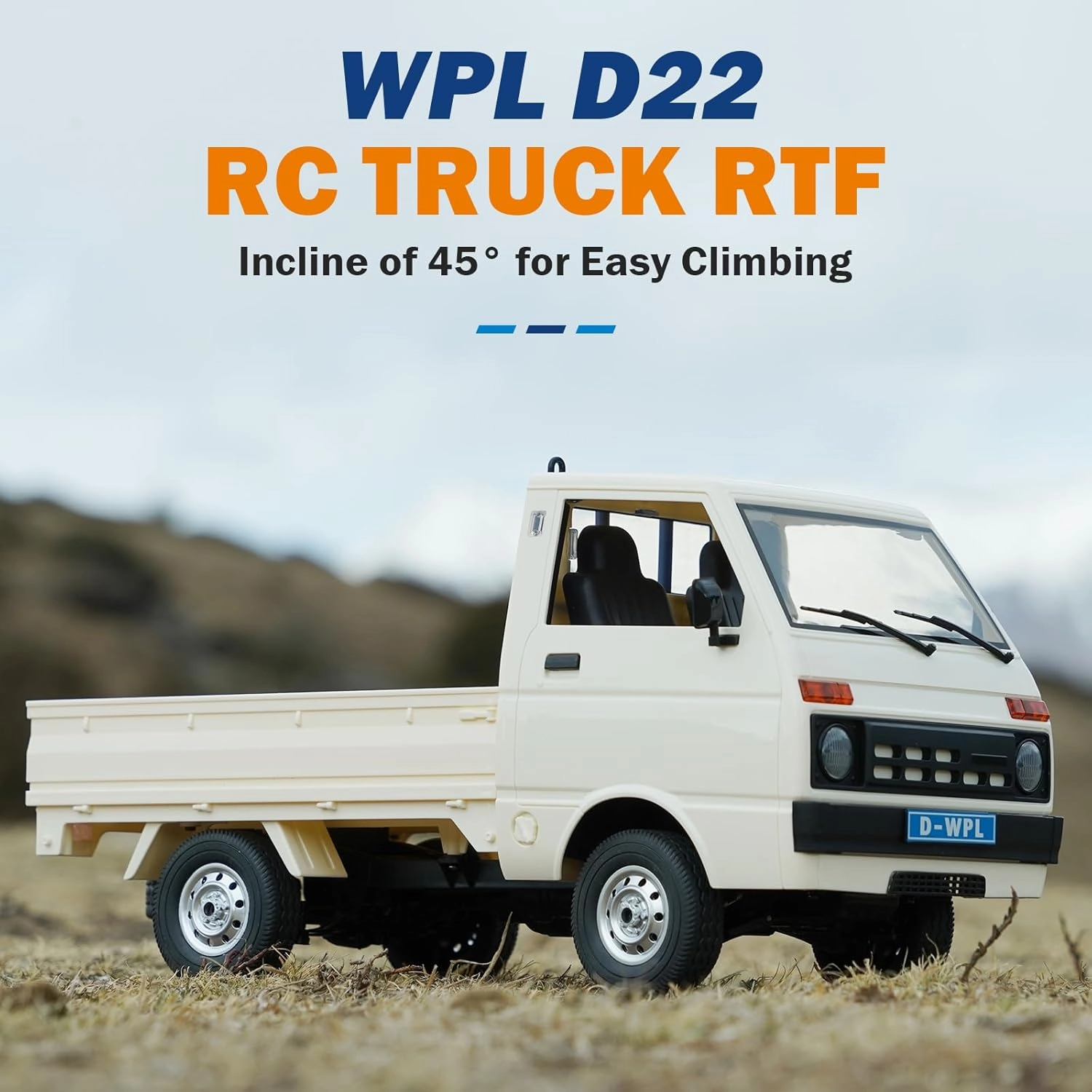 WPL D22 RC Kei Truck, 1/10 RWD Off-Road Drift Car, 2.4GHz Remote Control 2WD Carry Pickup Cars with 260 Motor, Proportional Throttle & Steering Dual Rate, RTR Hobby Grade RC Truck for Adults