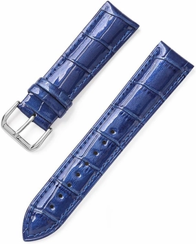 XLCZMYL Leather Bracelets 12mm 14mm 16mm 18mm 20mm 22mm Watch Strap Pin Buckle Shiny Leather Band Wrist Belt Tool,Blue,22mm