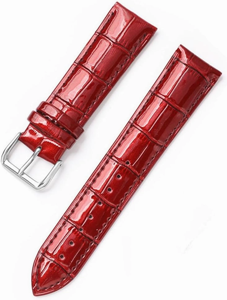 XLCZMYL Leather Bracelets 12mm 14mm 16mm 18mm 20mm 22mm Watch Strap Pin Buckle Shiny Leather Band Wrist Belt Tool,Dark Red,18mm