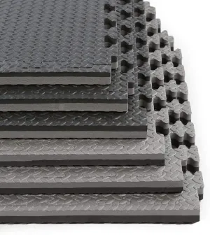 Xspec 1" Extra Thick Interlocking Home Gym Foam Floor Mat Reversible Tiles (24" x 24") | 12 Pieces, 48 Square feet | Protective Flooring for Work Out Exercise
