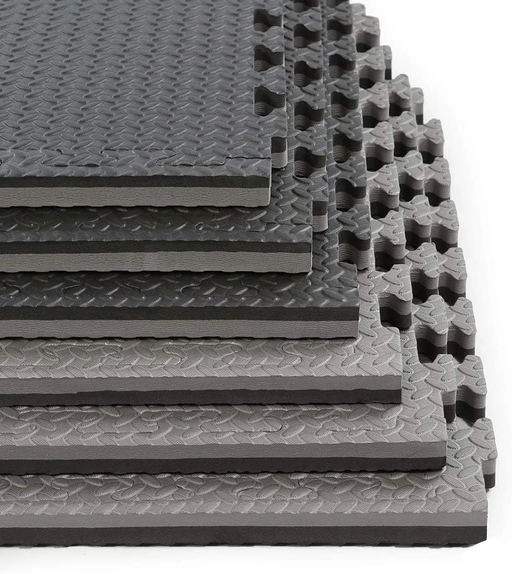 Xspec 1" Extra Thick Interlocking Home Gym Foam Floor Mat Reversible Tiles (24" x 24") | 12 Pieces, 48 Square feet | Protective Flooring for Work Out Exercise