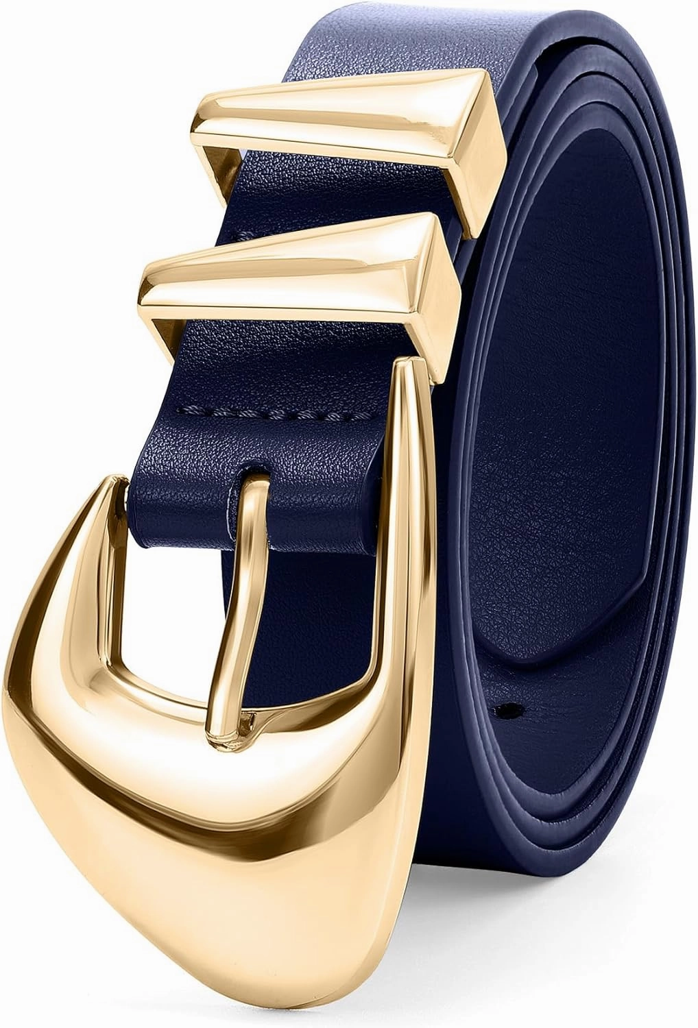 XZQTIVE Women's Leather Belts for Jeans Dress Pants Black Brown Belts for Women Ladies Waist Belts with Gold Buckle