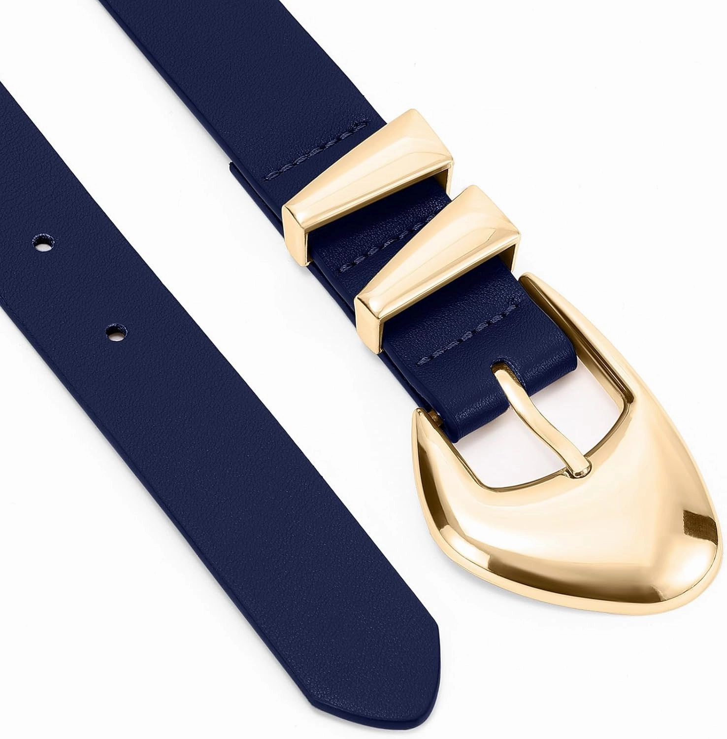 XZQTIVE Women's Leather Belts for Jeans Dress Pants Black Brown Belts for Women Ladies Waist Belts with Gold Buckle