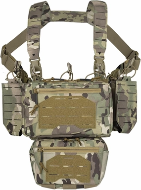 YAKEDA Tactical Chest Mini Rig Vest with Magazine Pouch Adjustable Detachable Laser-cutting Molle Modular Chest Vest
