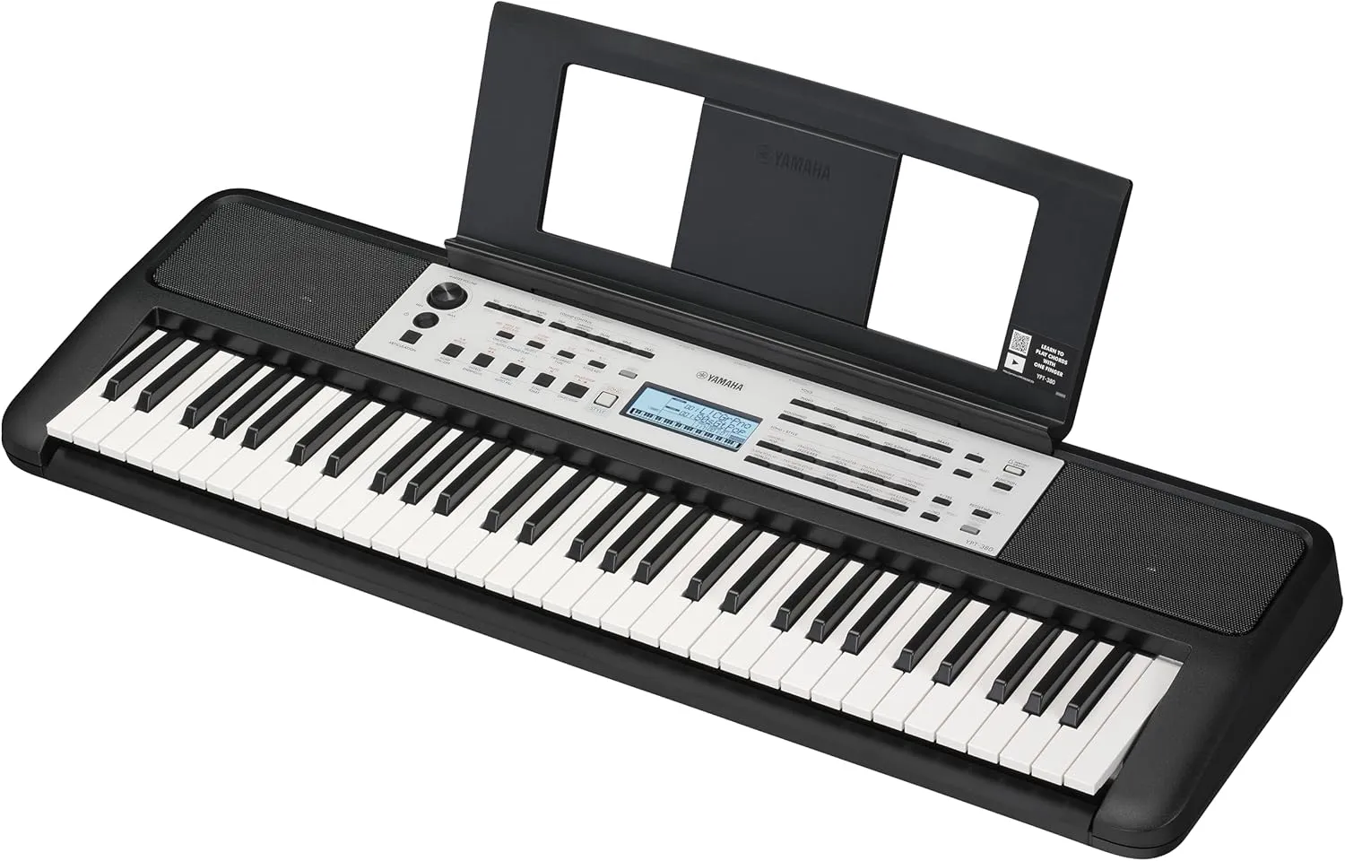 Yamaha YPT-380 61-Key Touch Sensitive Portable Keyboard, Grand Piano Sound, Acoustic Piano Touch with Power Adapter YPT380