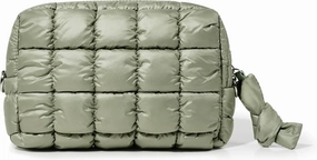 Yarnic Quilted Makeup Bag Cosmetic Bag, Travel Toiletry Bag for Women, Cute Makeup Bag Organizer Puffer Makeup Pouch (M, Sage Green)