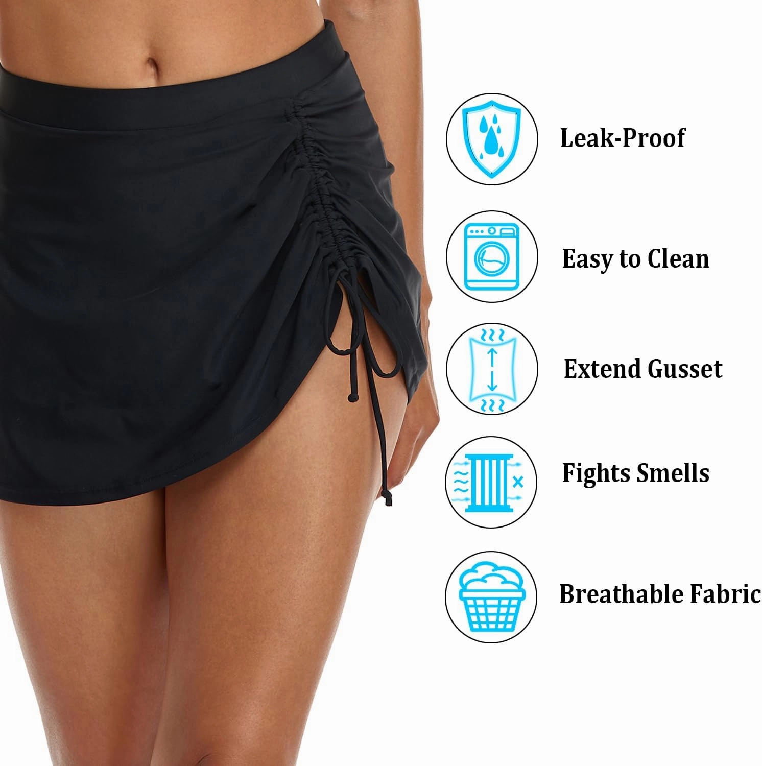 YELAIVP Women’s Period Swimwear Leakproof Swim Skirt Bottoms High Waisted Waterproof Bikini Bottom Skirt for Women Girls