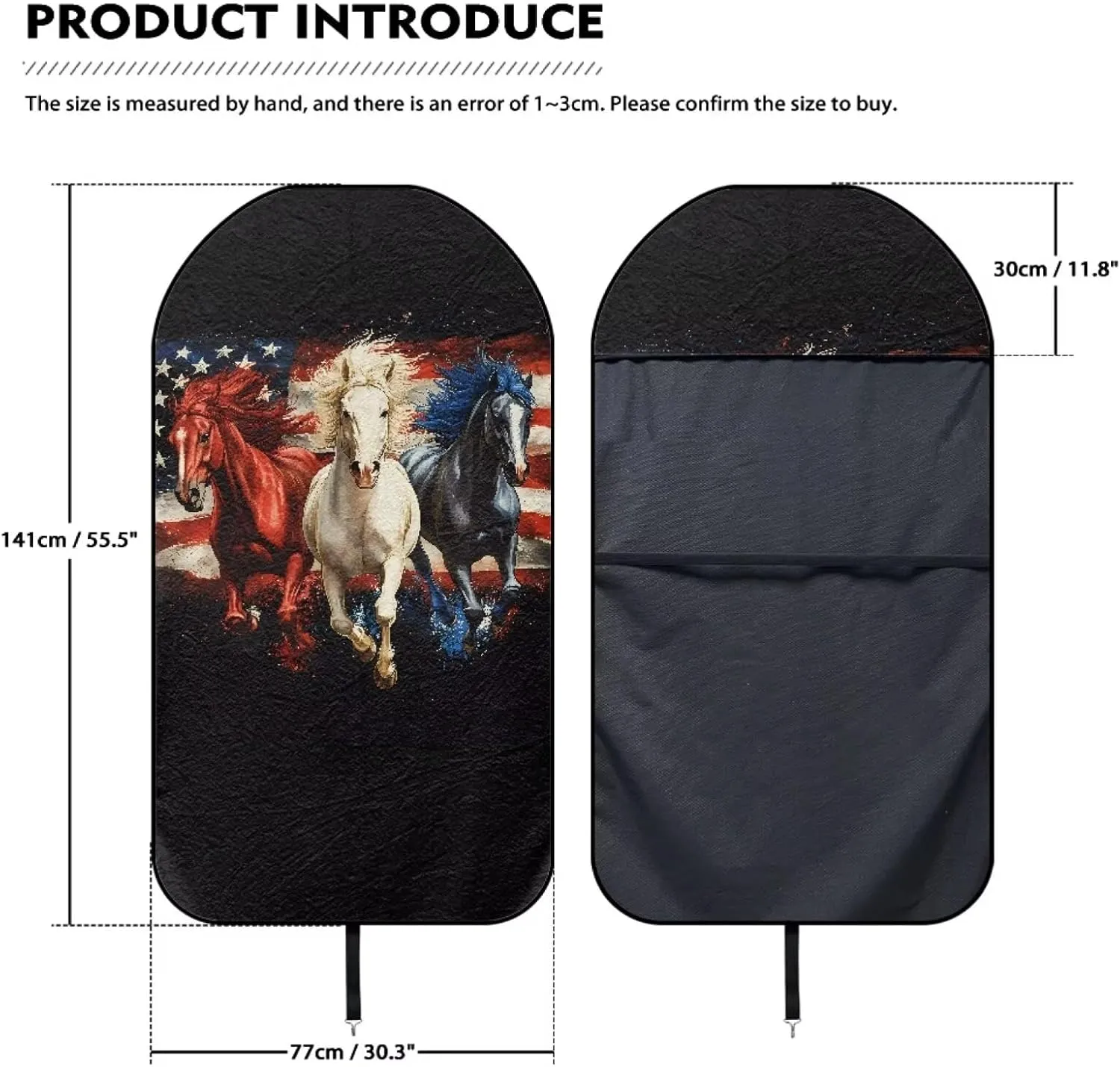 Yewattles American Flag Horse Car Seat Cover Waterproof Protector for Gym Beach Swimming Hiking Running Workout Outdoor Non-Slip Universal Fit Car Van SUV Truck