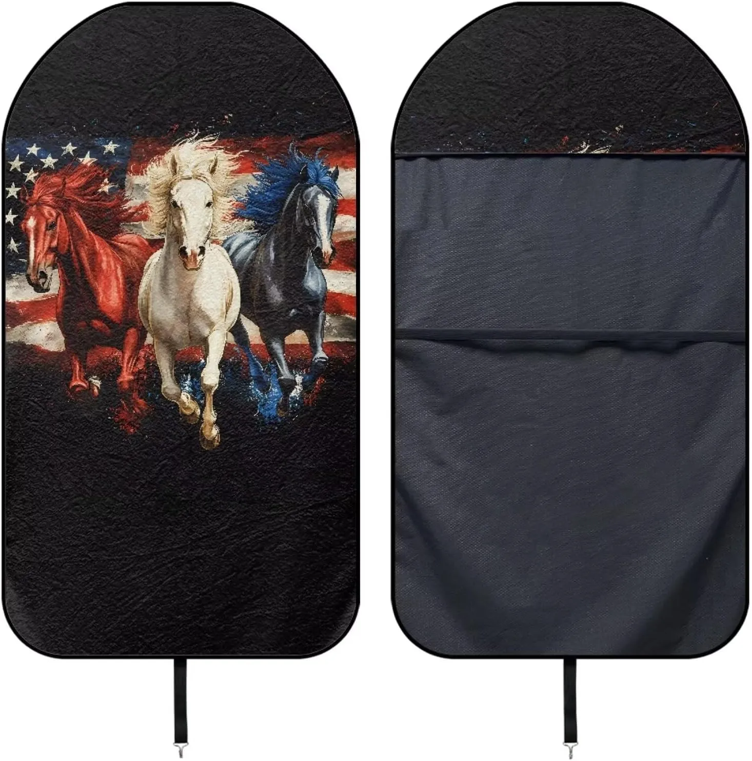 Yewattles American Flag Horse Car Seat Cover Waterproof Protector for Gym Beach Swimming Hiking Running Workout Outdoor Non-Slip Universal Fit Car Van SUV Truck
